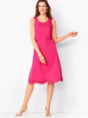 T by Talbots Sleeveless Fuchsia A-Line Dress with Decorative Hem size 14